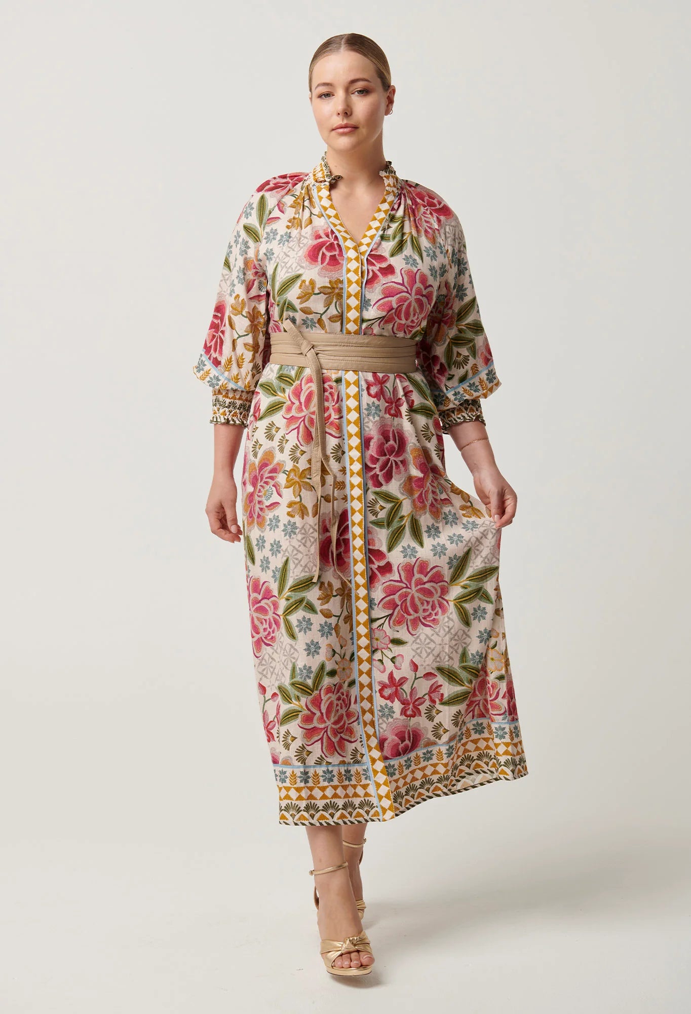 carmen viscose linen maxi dress, azalea fields