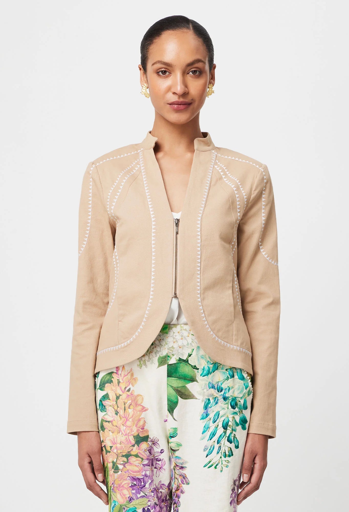 Swanson embroidered cotton twill jacket, sand