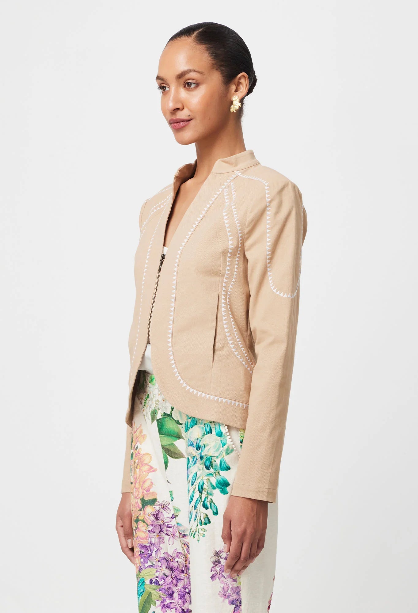 Swanson embroidered cotton twill jacket, sand