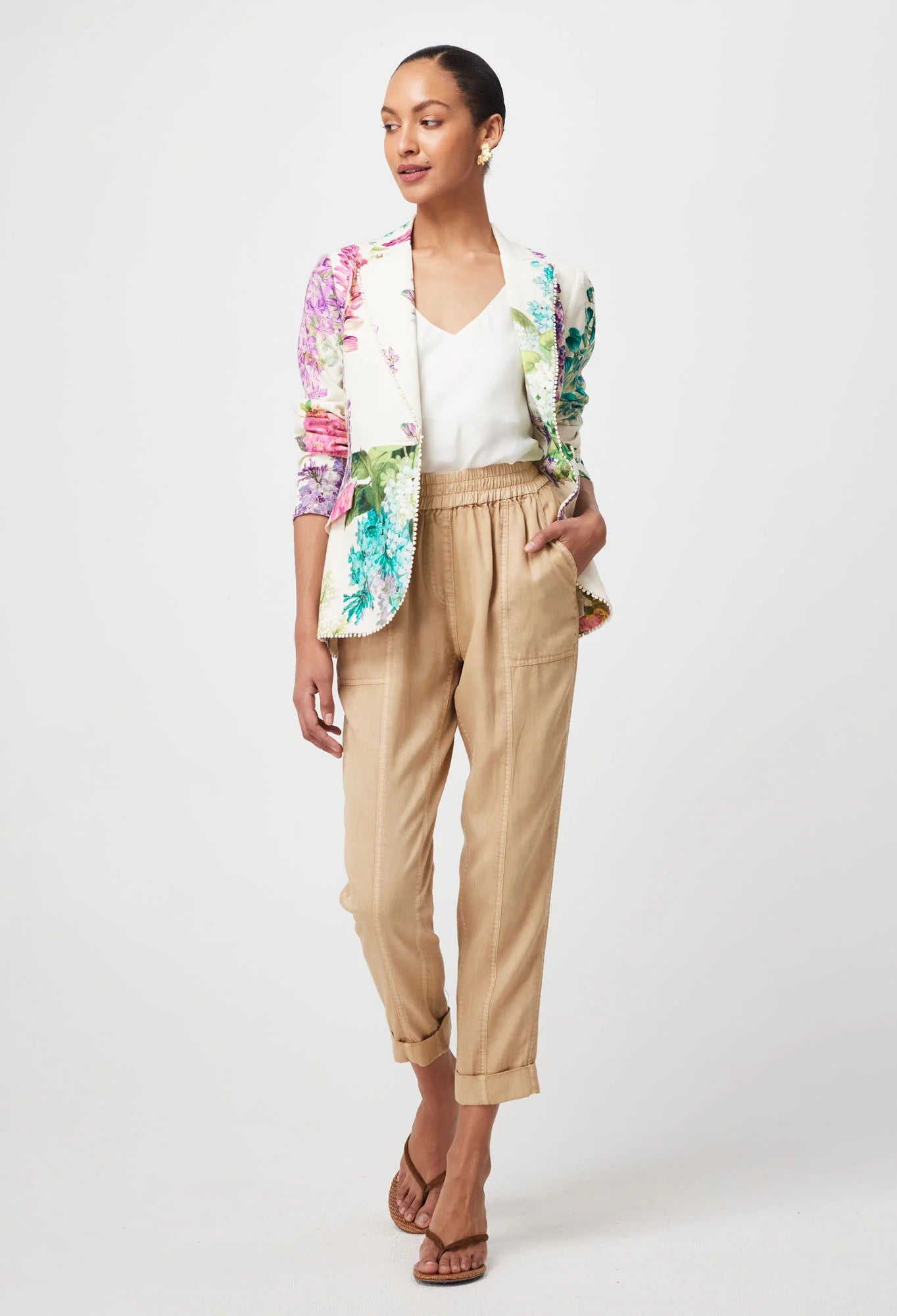 Bahia stretch linen viscose blazer, wisteria alba