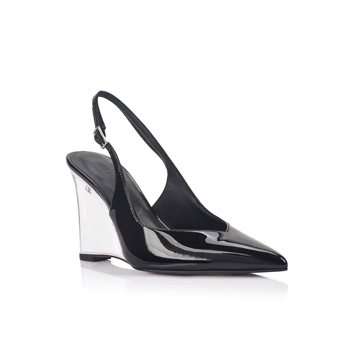 Octavia wedge, black patent leather