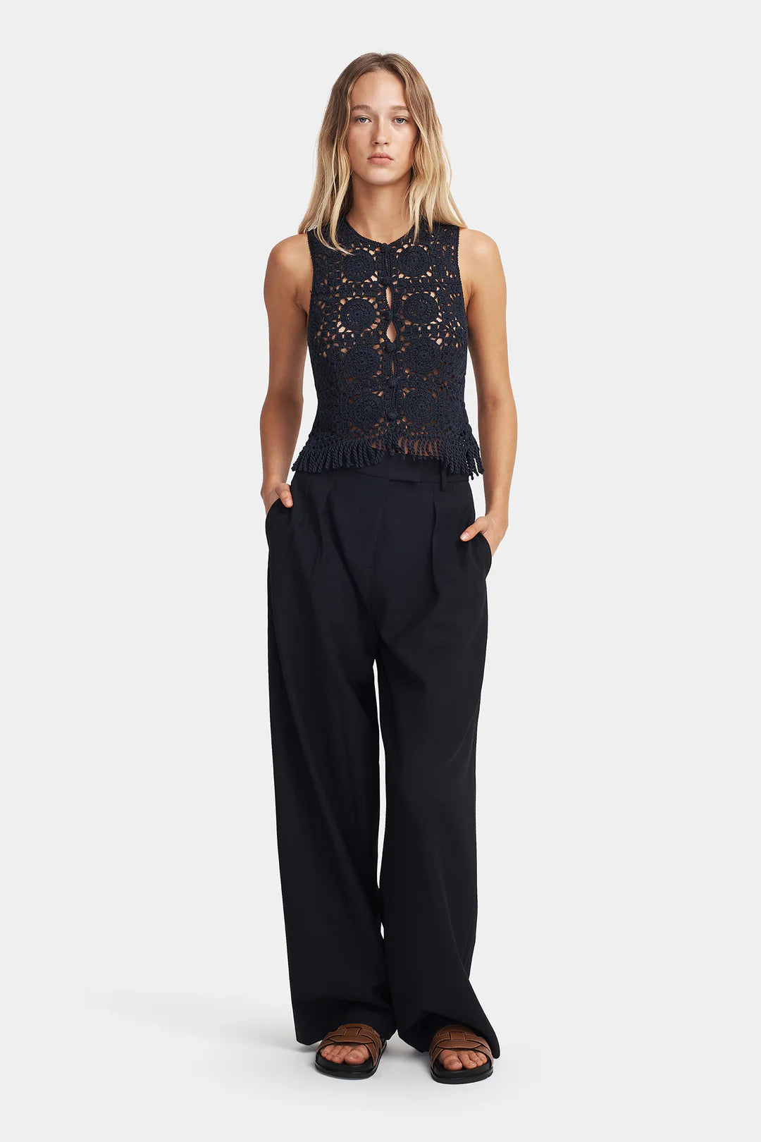 Patti crochet top, navy