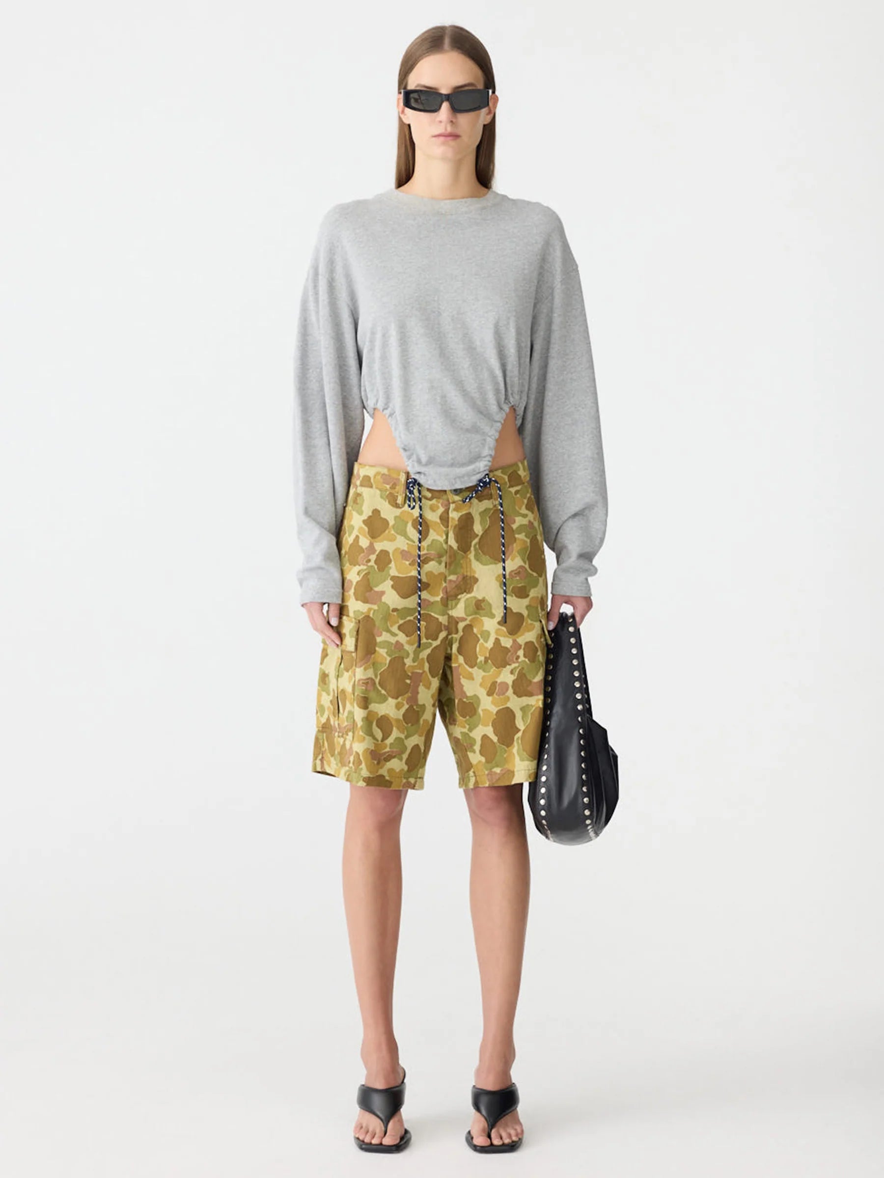 Scoop Hem Long Sleeve Sweat, grey marl