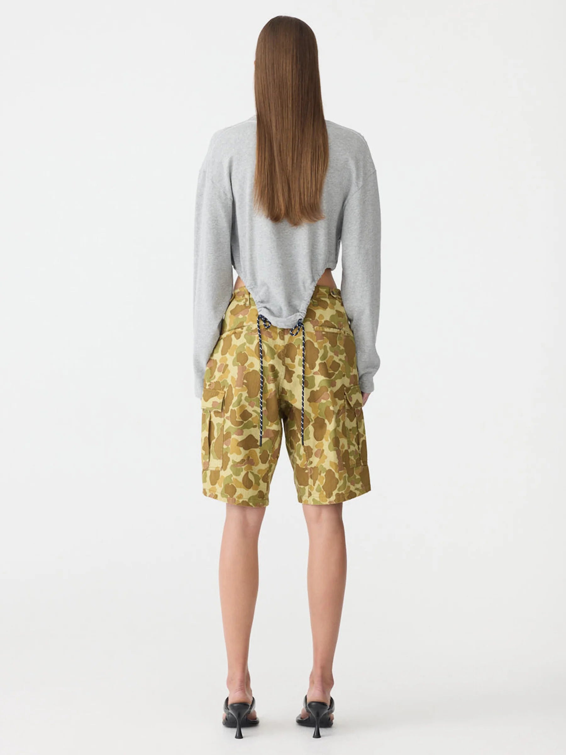 Scoop Hem Long Sleeve Sweat, grey marl