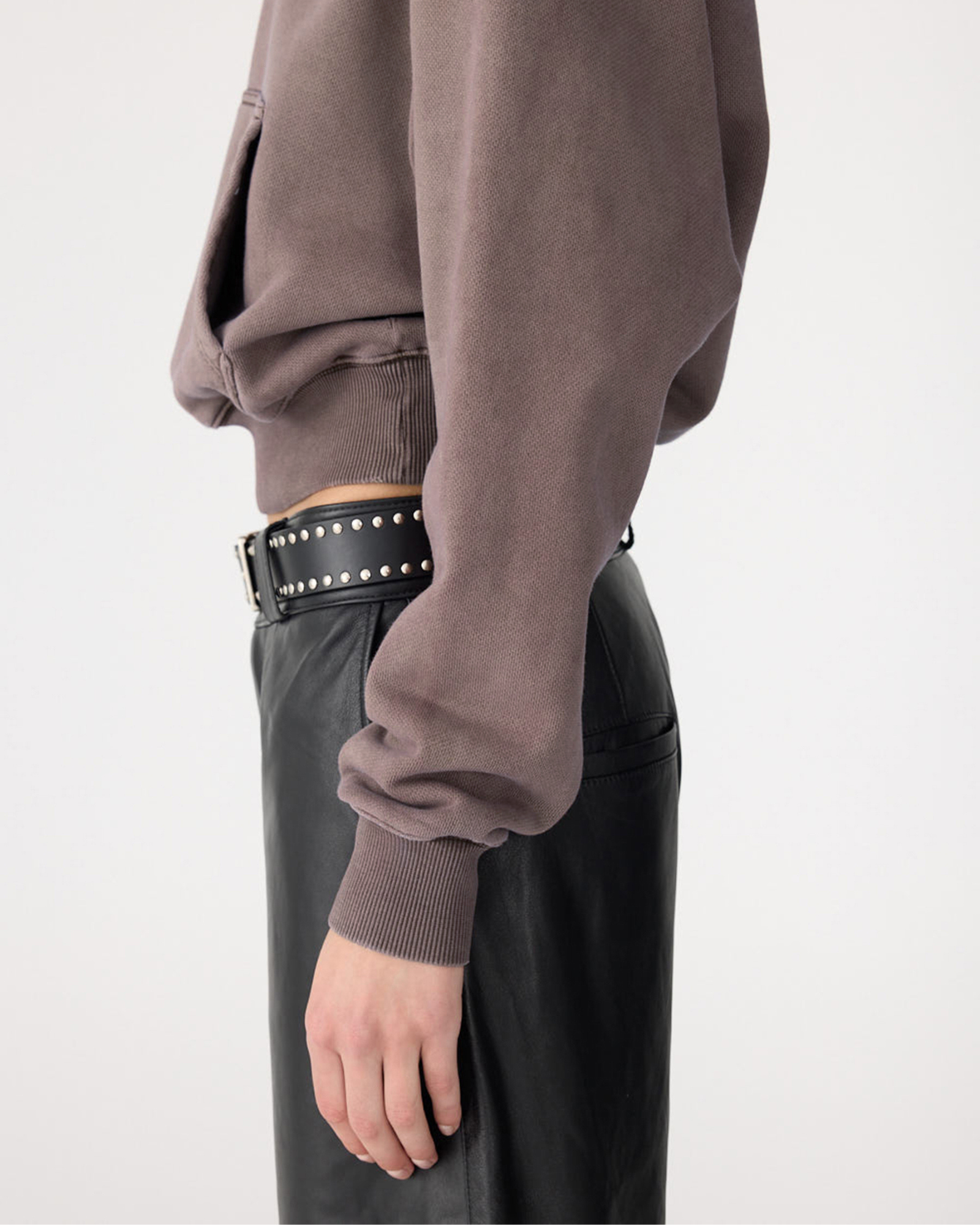 Fleece cropped hoodie, pigment brown