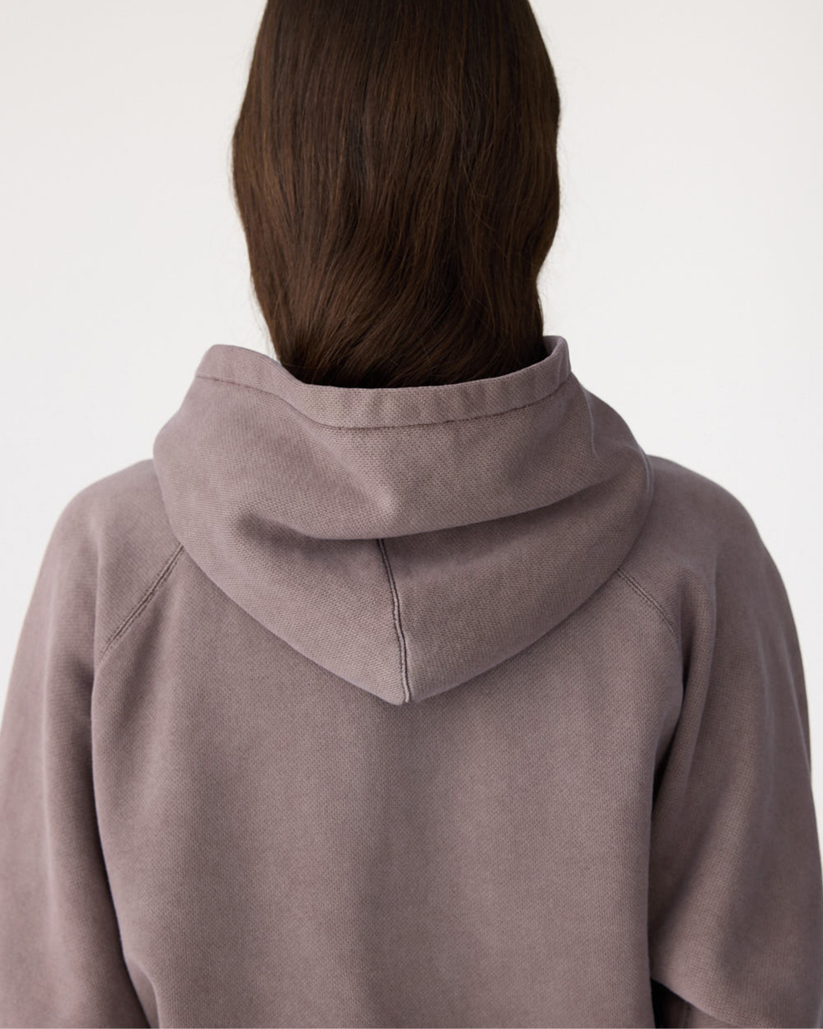 Fleece cropped hoodie, pigment brown