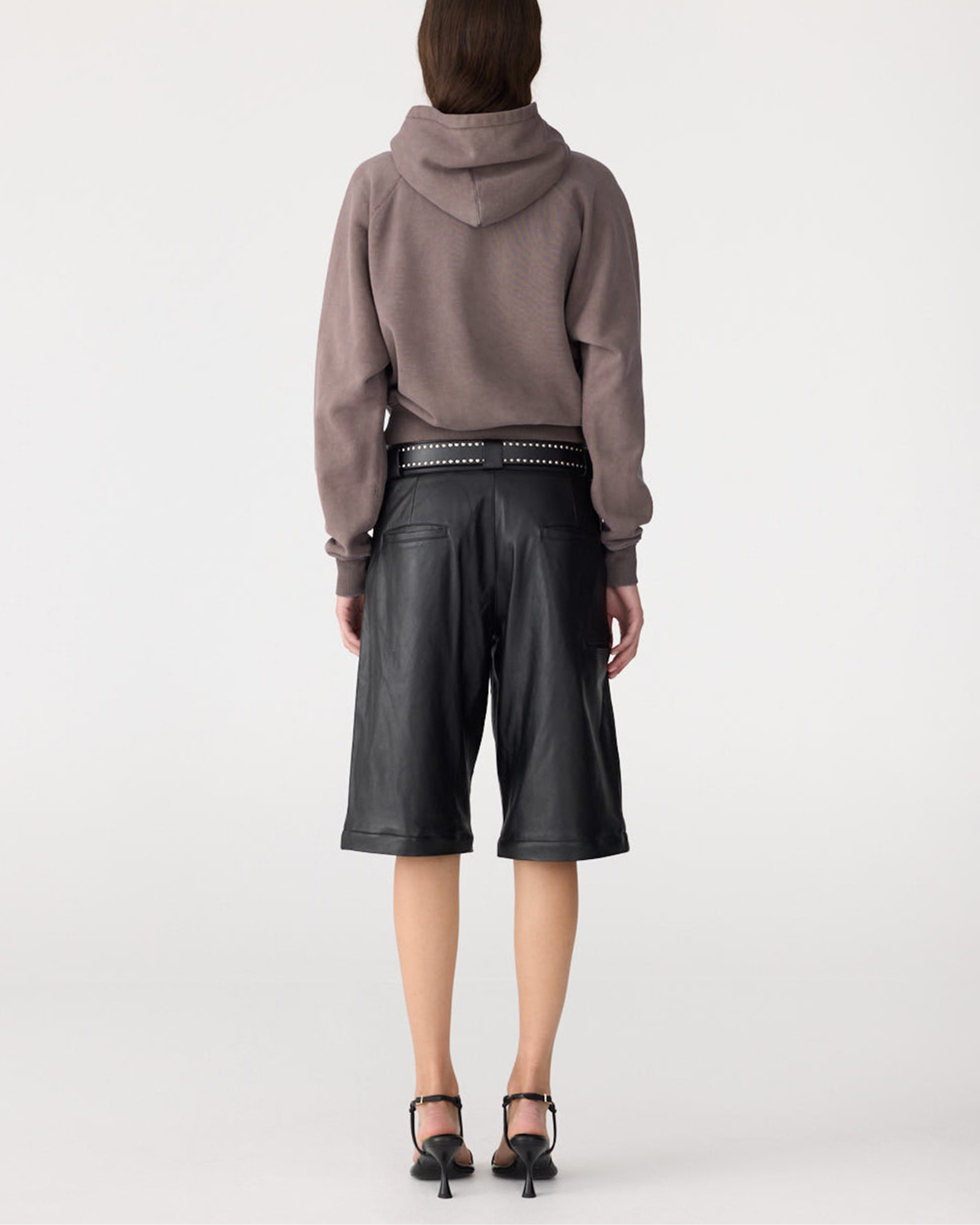 Fleece cropped hoodie, pigment brown