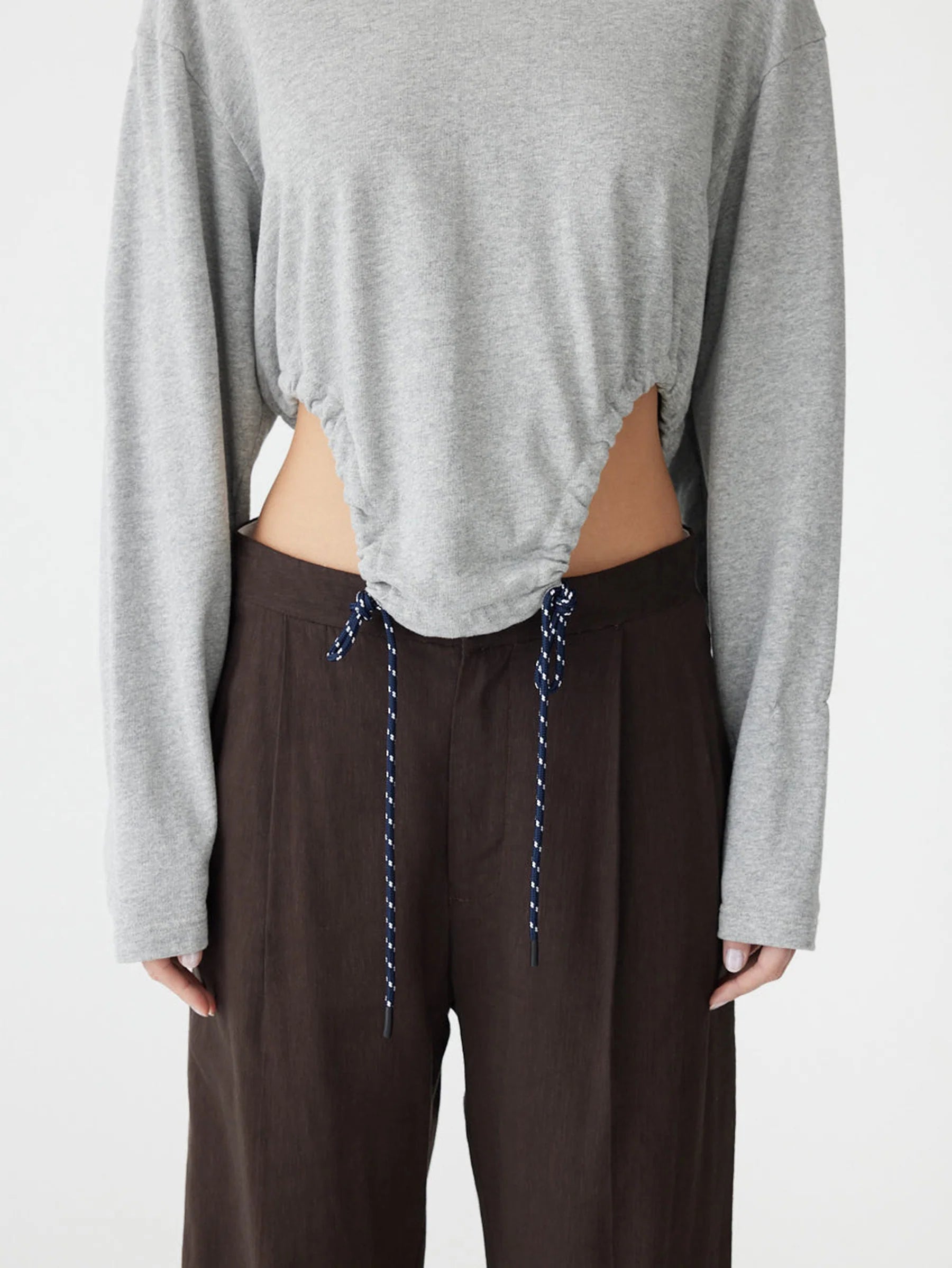 Scoop Hem Long Sleeve Sweat, grey marl