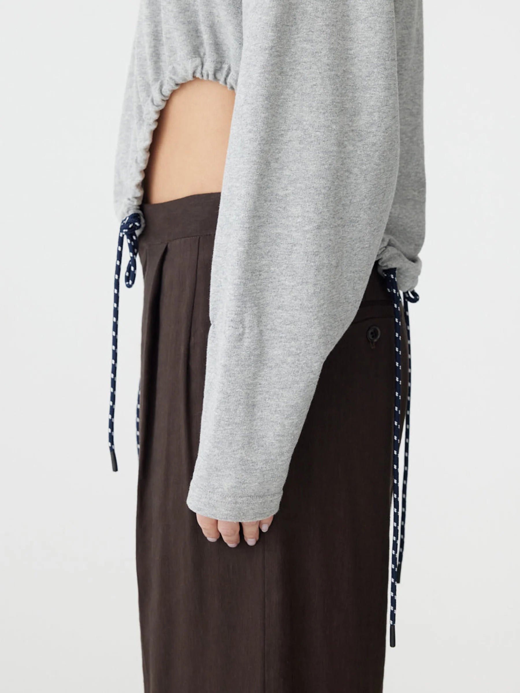 Scoop Hem Long Sleeve Sweat, grey marl