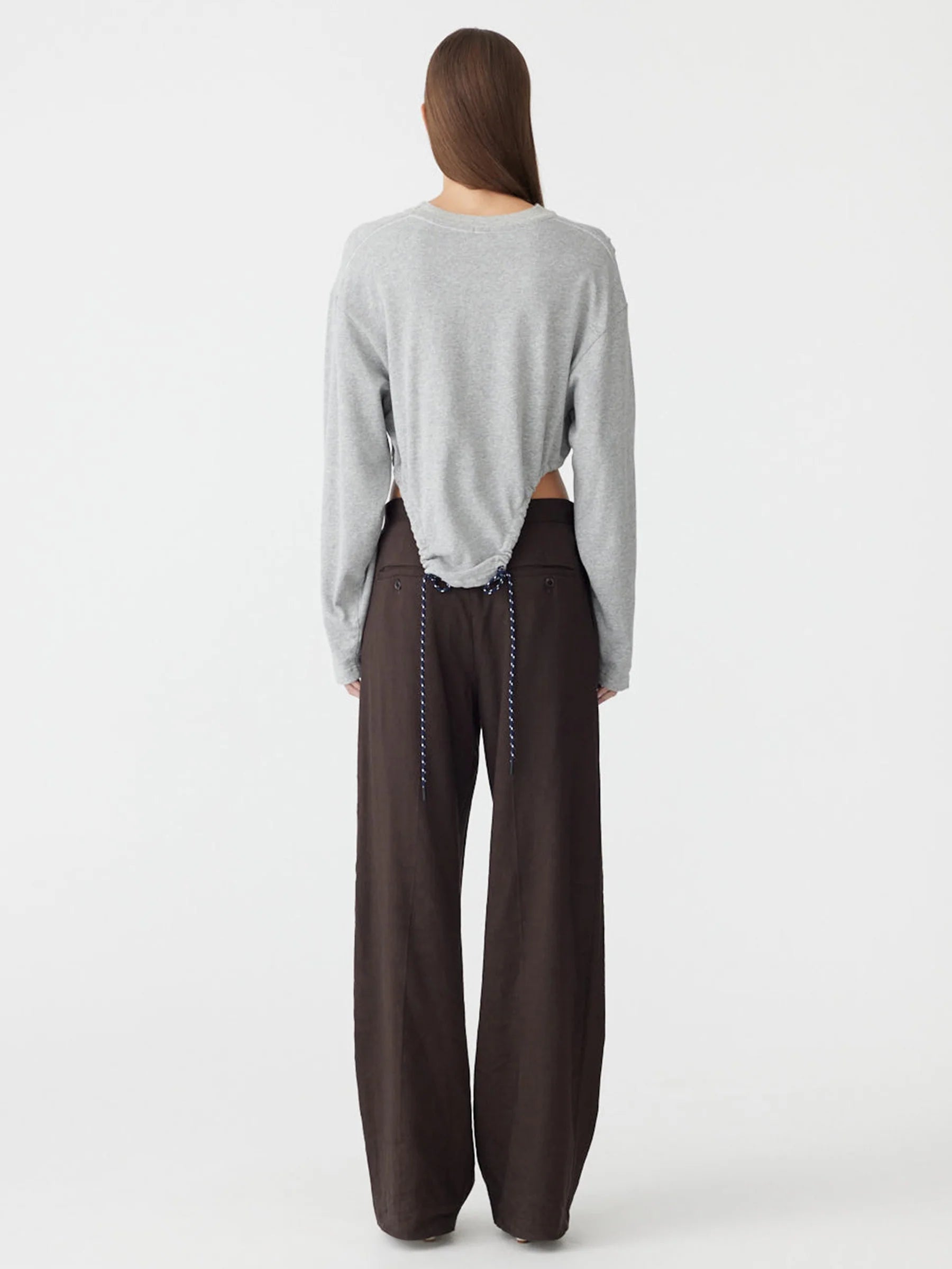 Scoop Hem Long Sleeve Sweat, grey marl