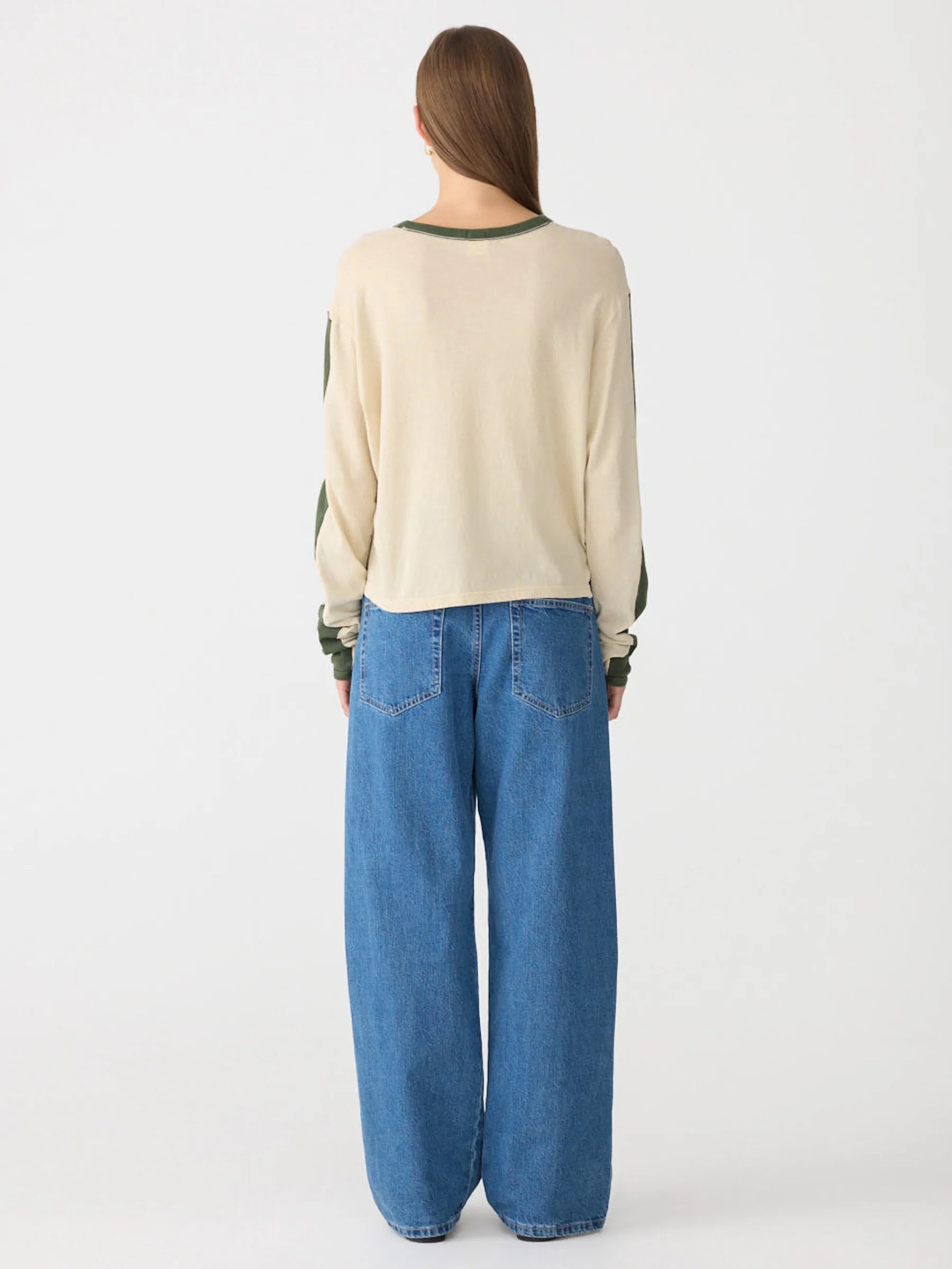 Racer Sleeve Long Sleeve T-Shirt, Soft ecru/khaki