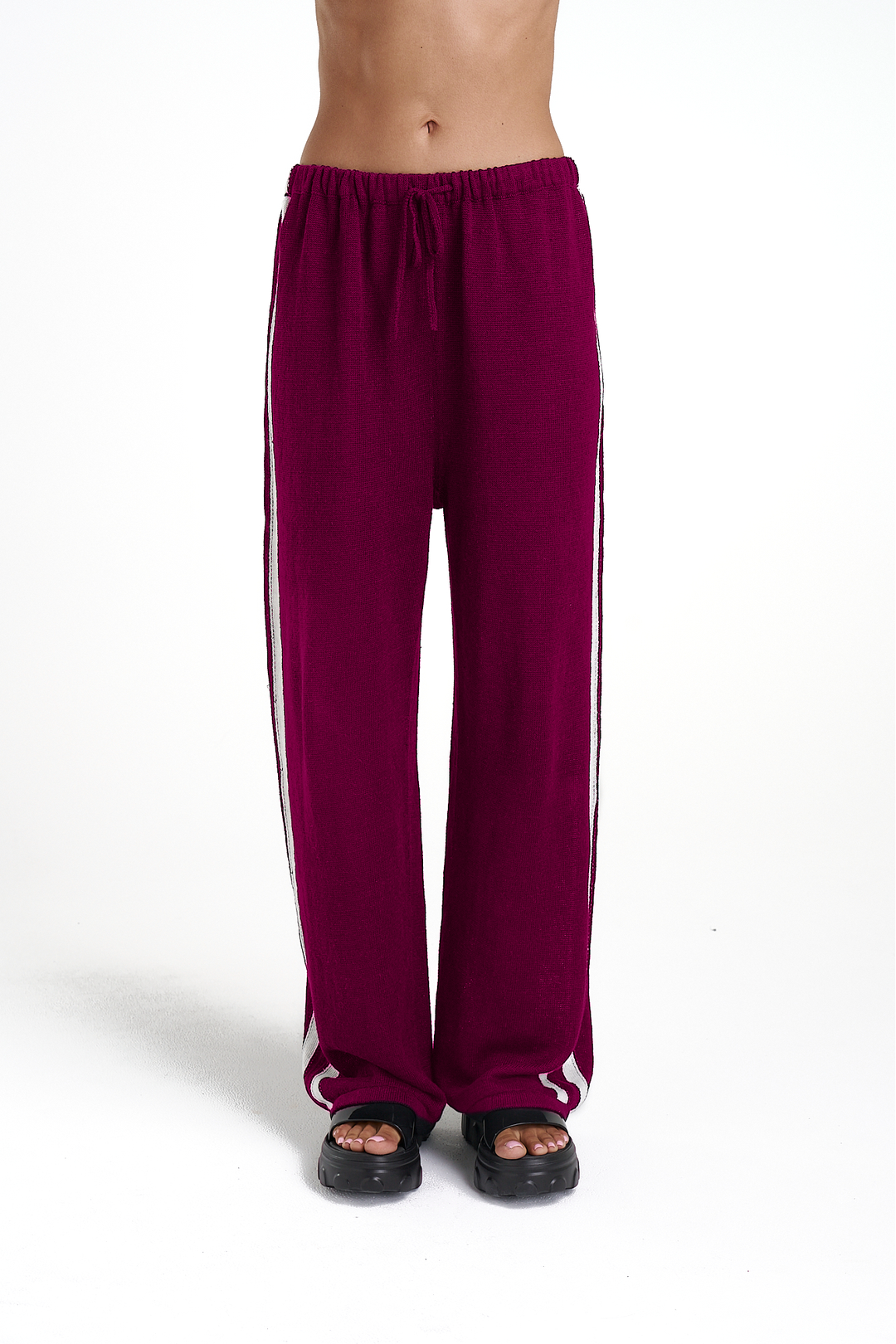 knit pants, plum