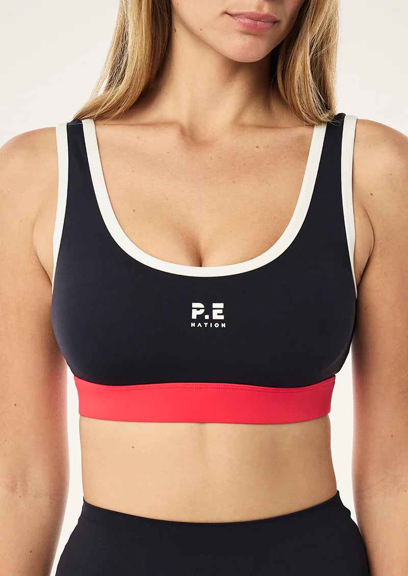 pursuit sports bra, dark sapphire