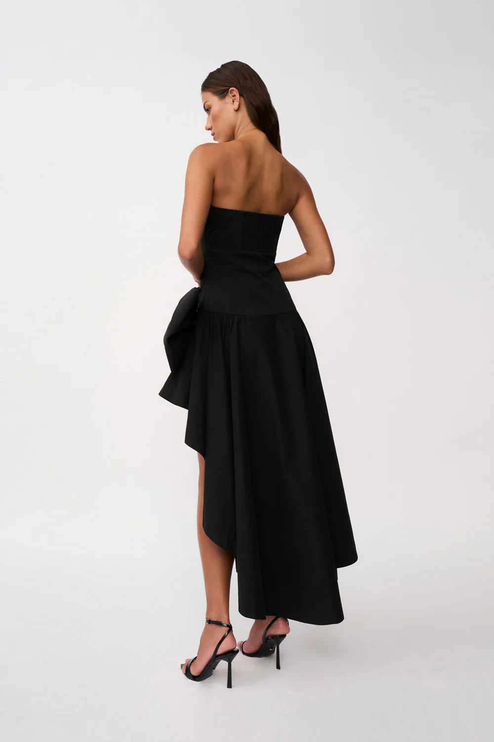 Paloma bow strapless gown, black