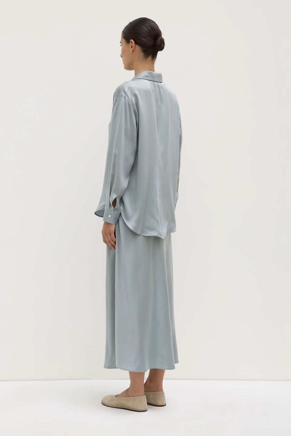Pippa silk long sleeve shirt, cloud