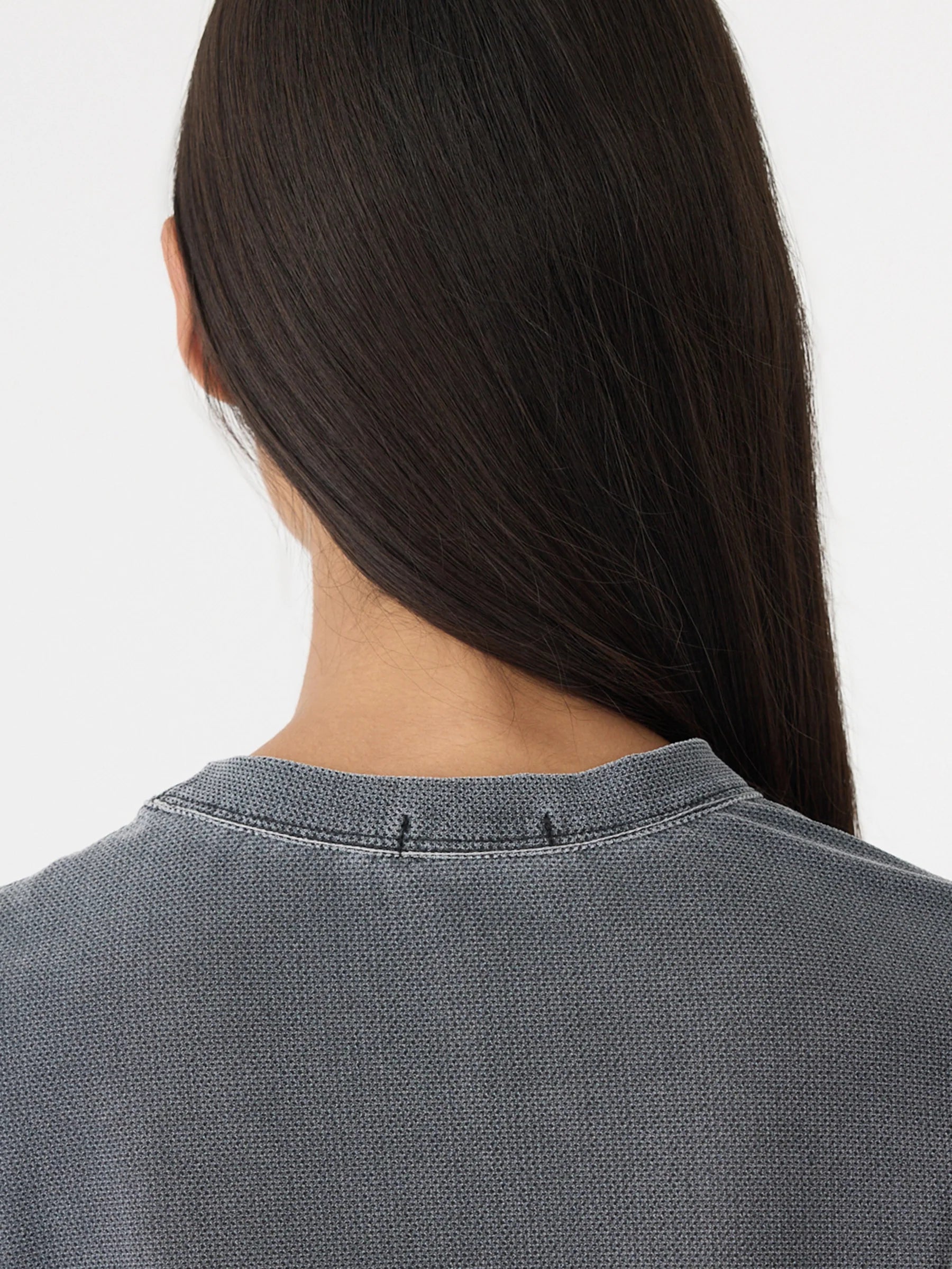 Mesh boxy seam detail tee, washed black