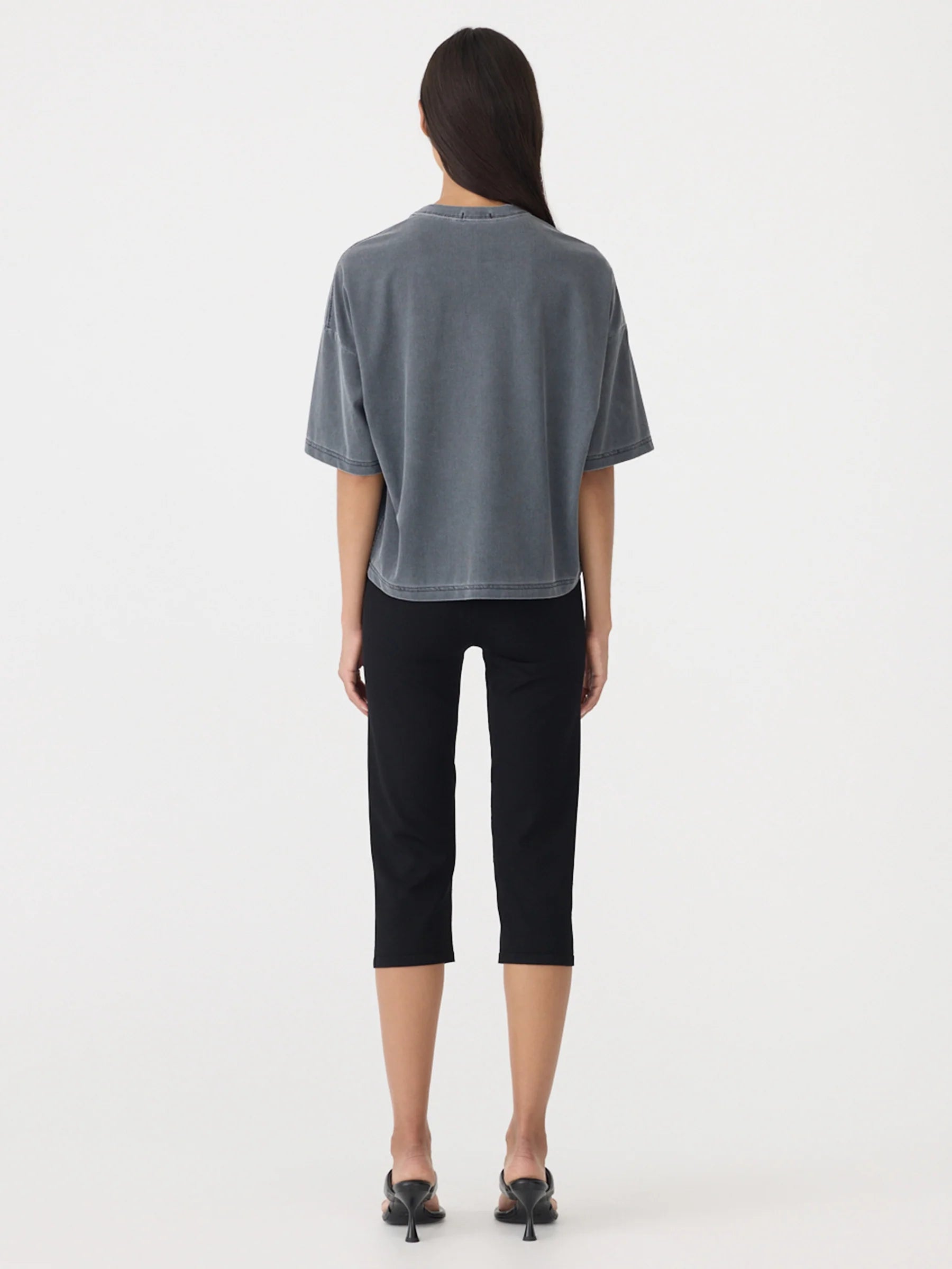 Mesh boxy seam detail tee, washed black