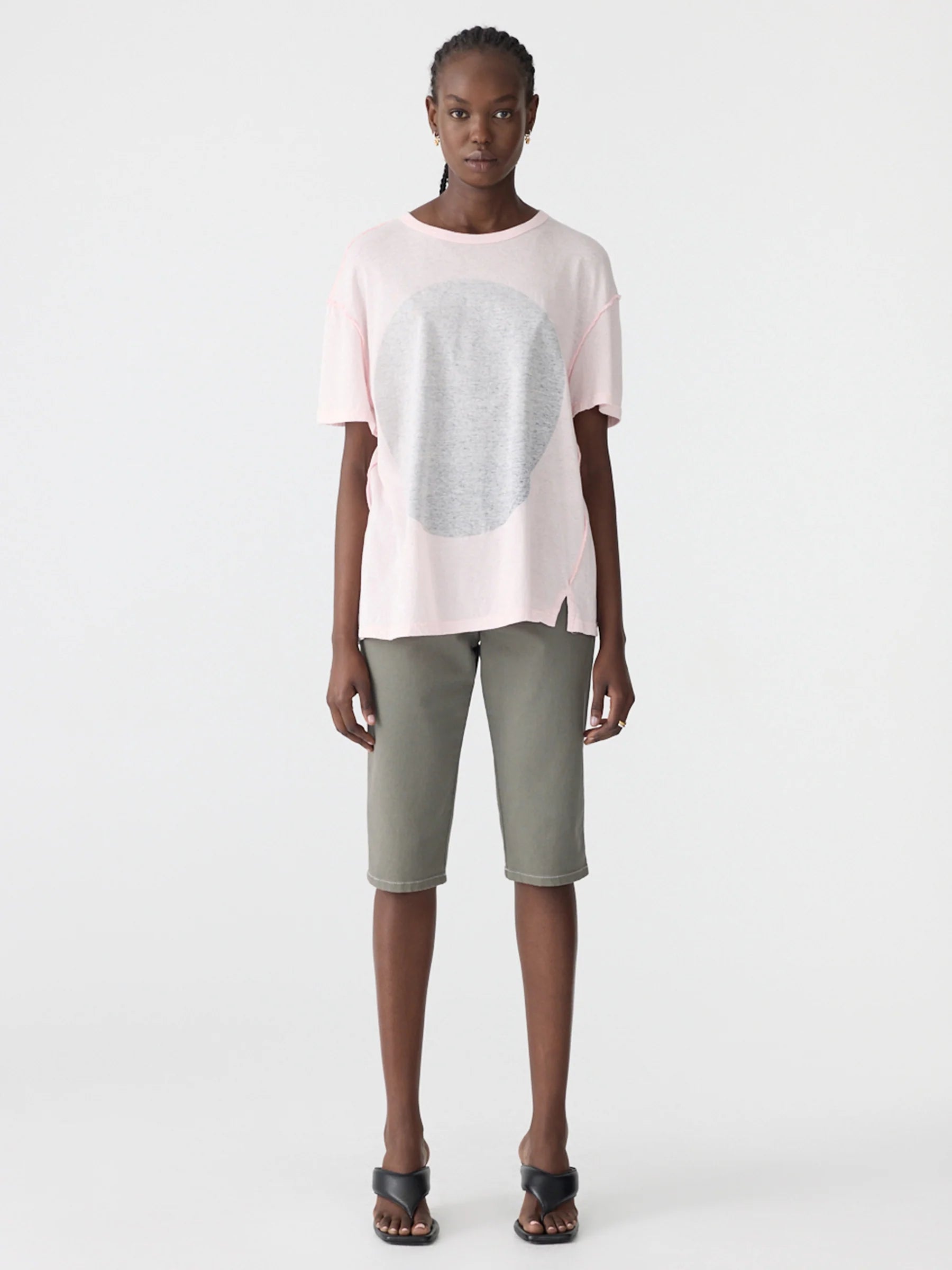 Rvrsd boyfriend dot t shirt, powder pink/blue steel