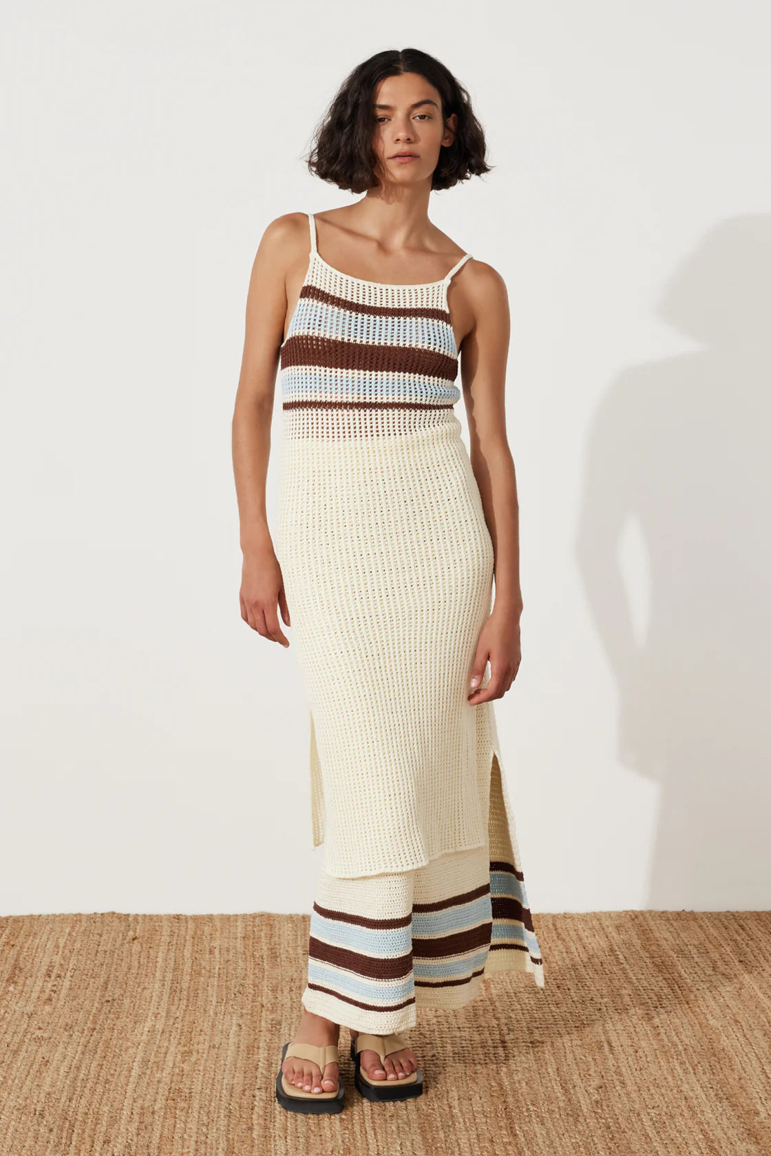 sea stripe cotton crochet skirt