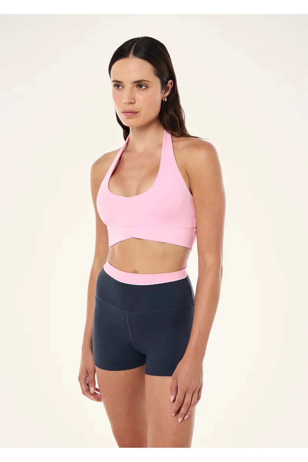 Reset halter sports bra, prism pink