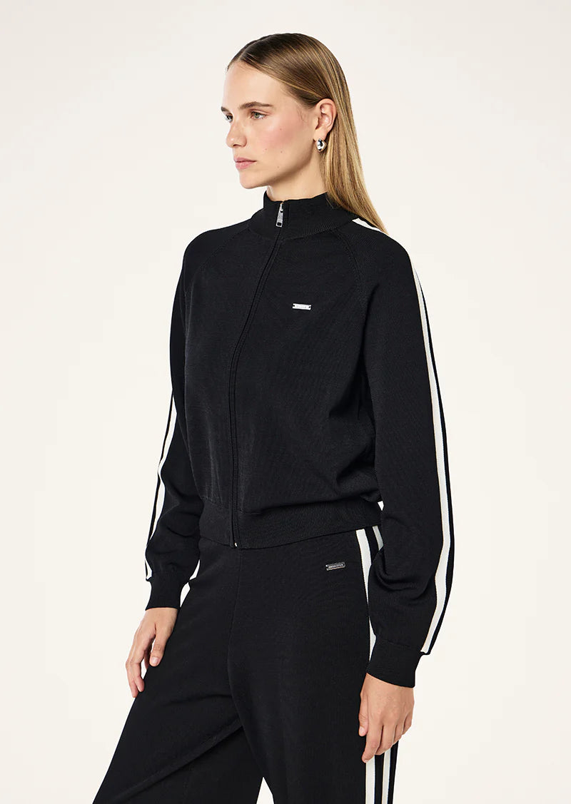 Retreat knit jacket, black/whisper white