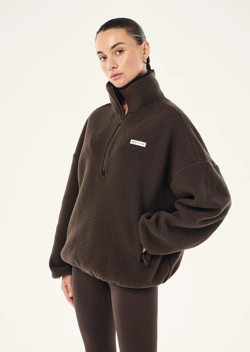 Rotate quarter zip, coffee