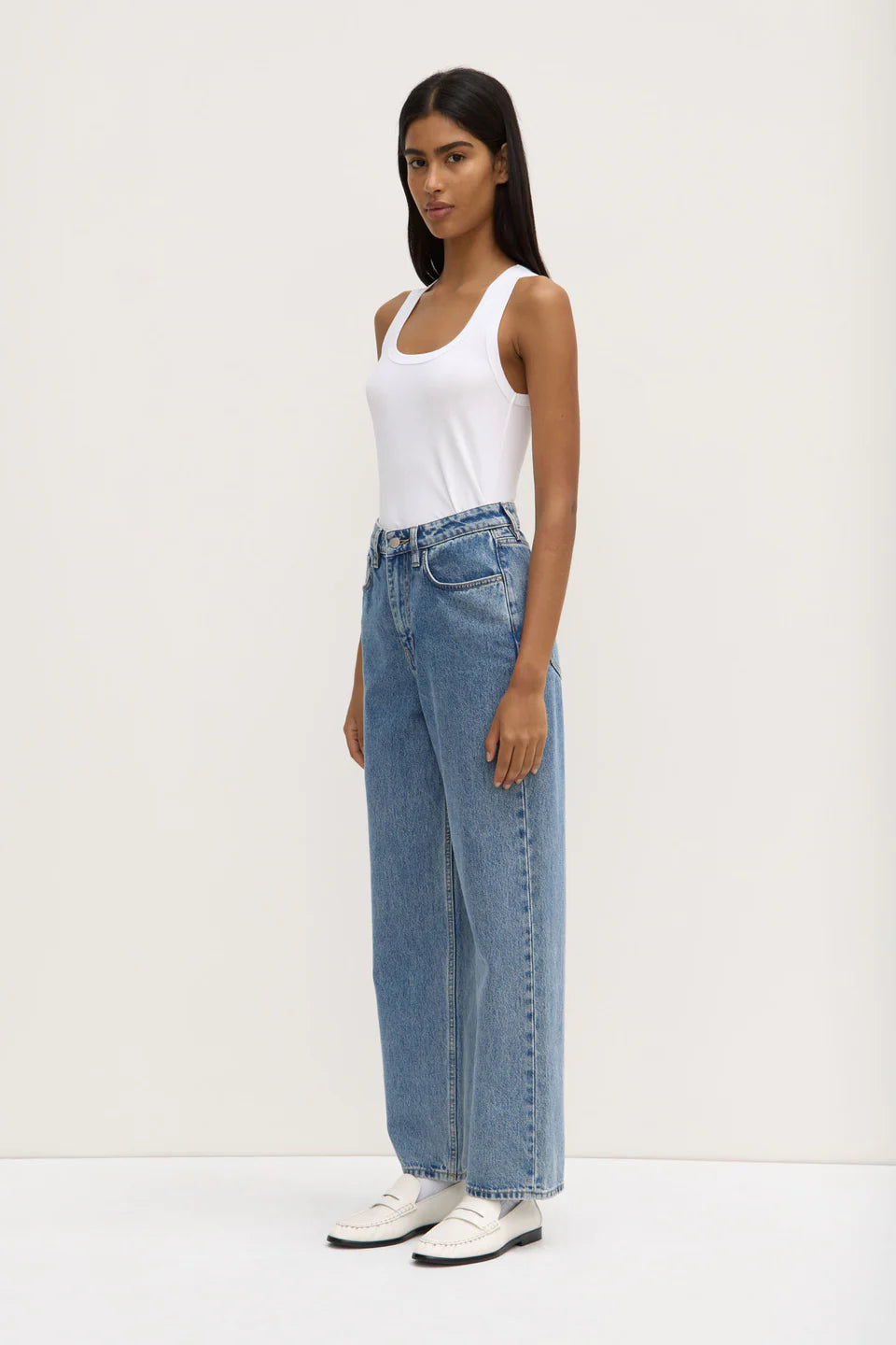 Robyn scoop neck rib tank, white