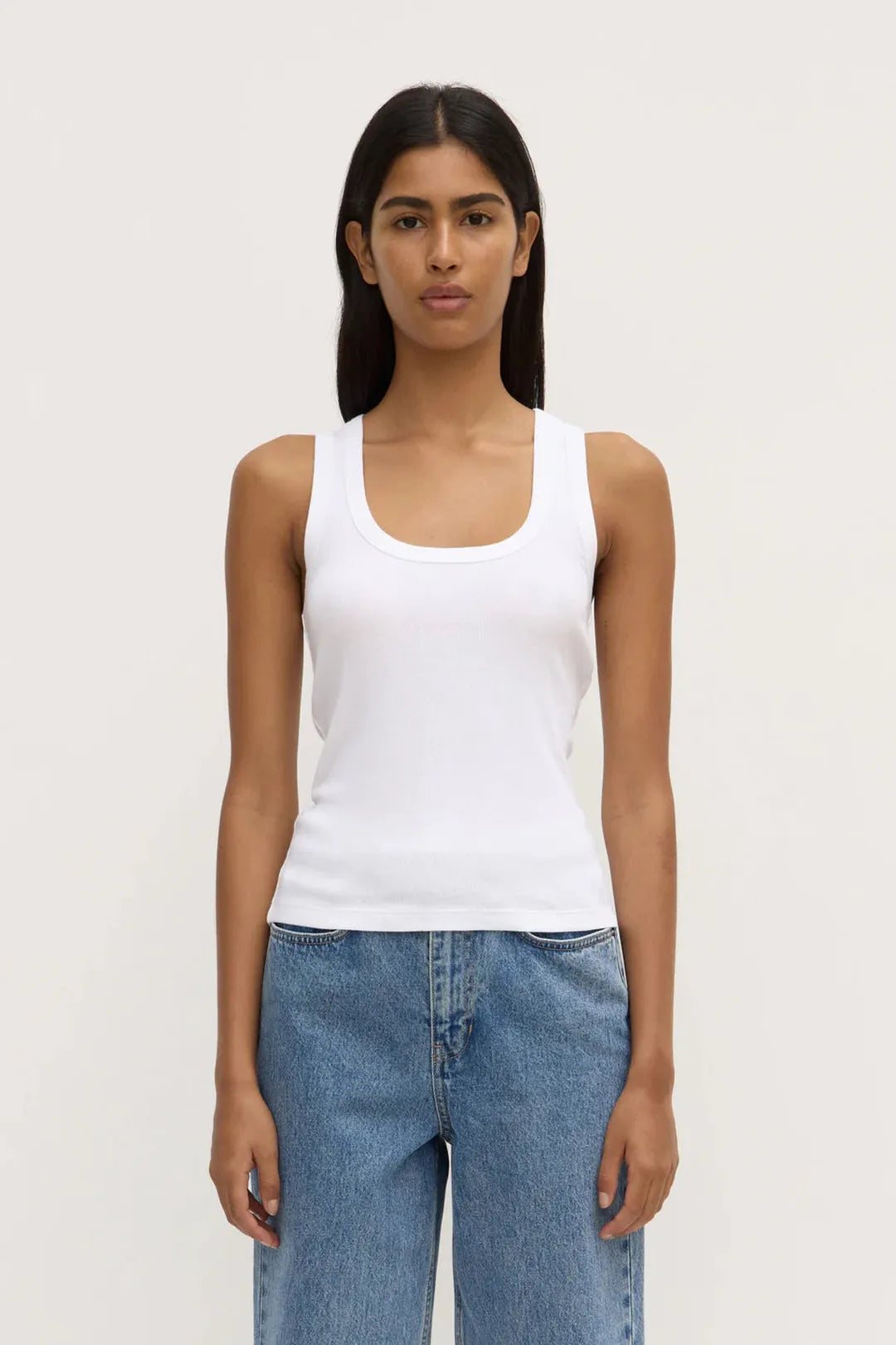 Robyn scoop neck rib tank, white