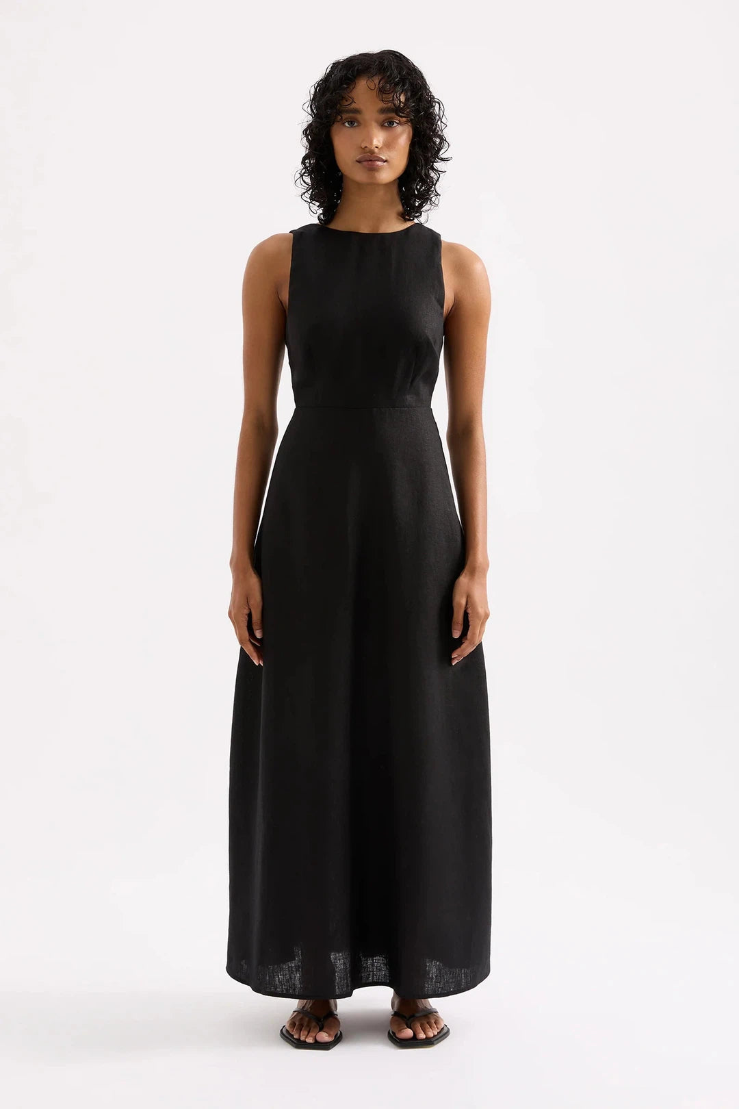 Gael linen maxi dress, black