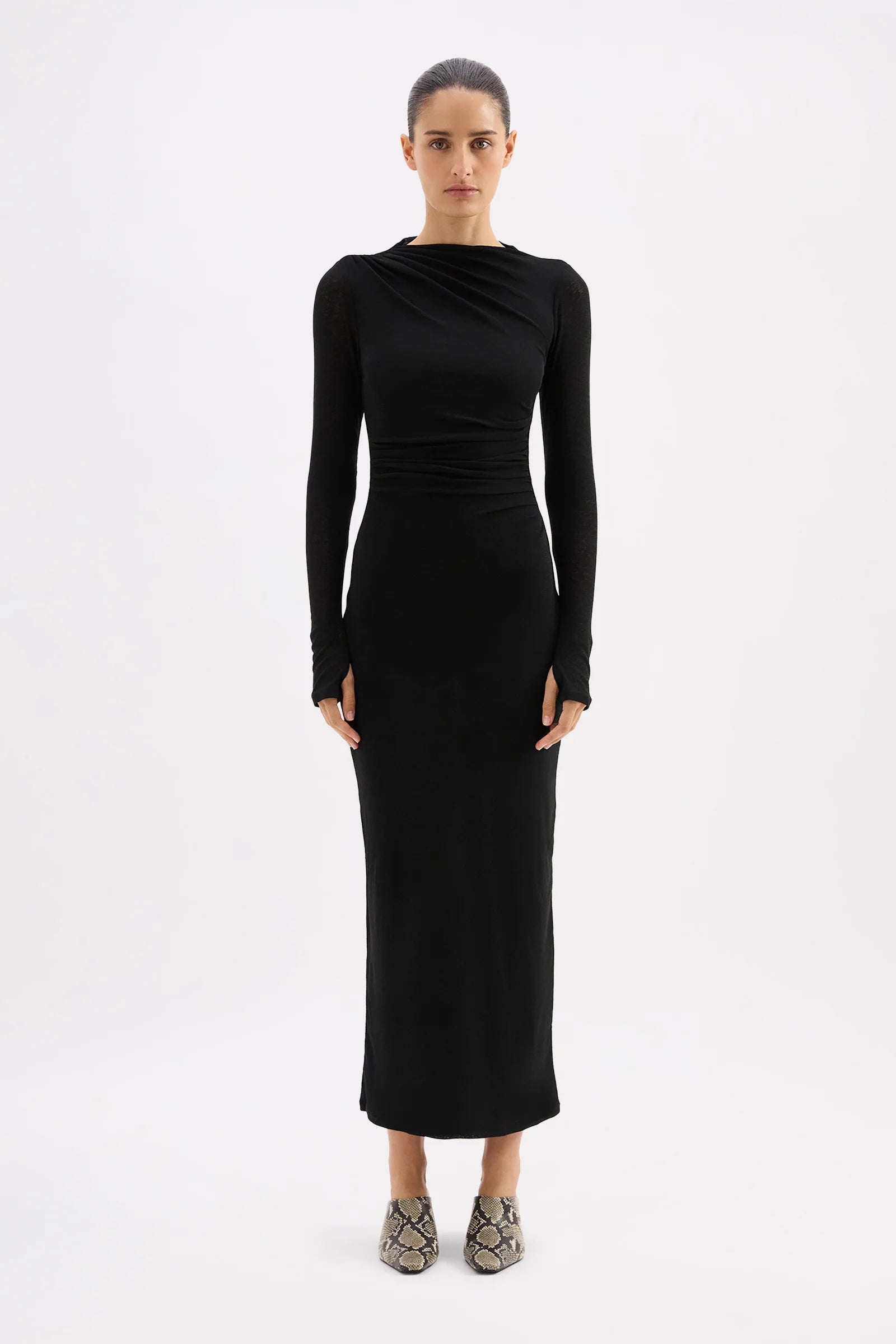 Juniper mesh maxi dress, black