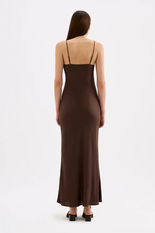 Tilly tencel slip dress, chocolate