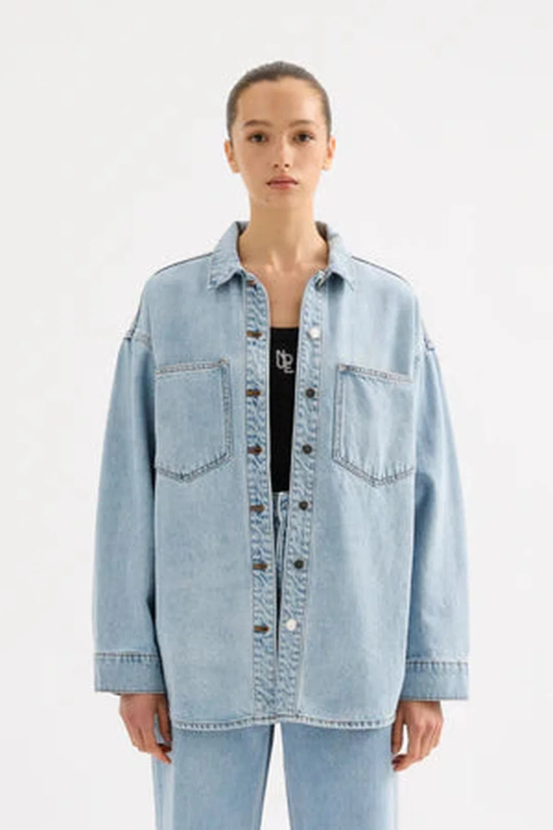 organic denim overshirt, 90s blue wash