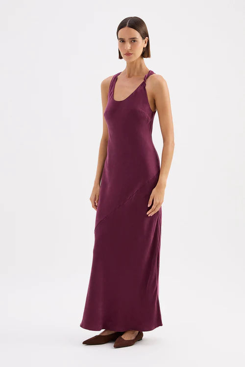 Amaya cupro dress, merlot