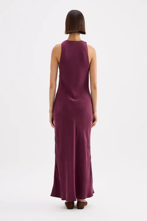 Amaya cupro dress, merlot