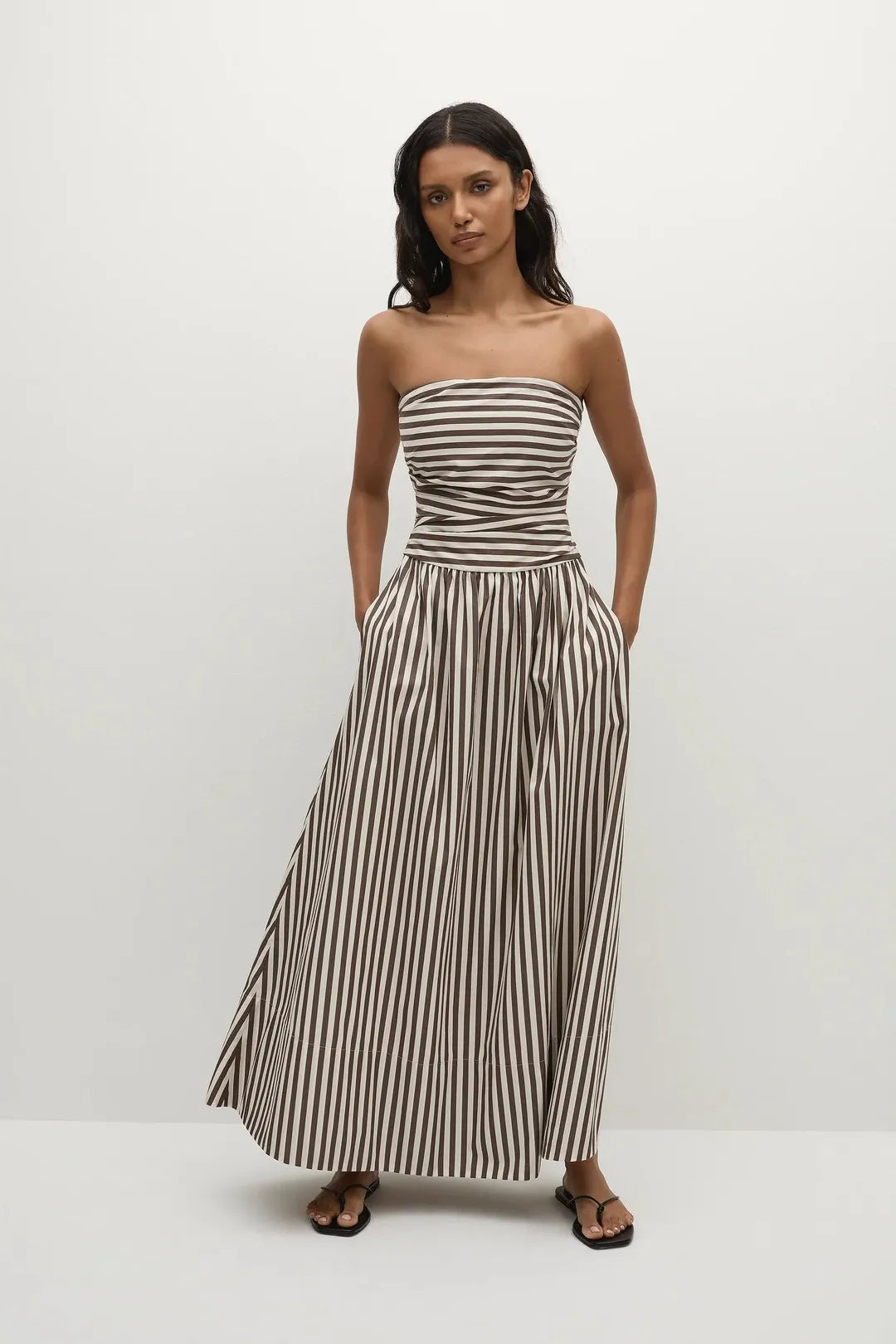 Vera Maxi Dress Norway, Stripe Espresso