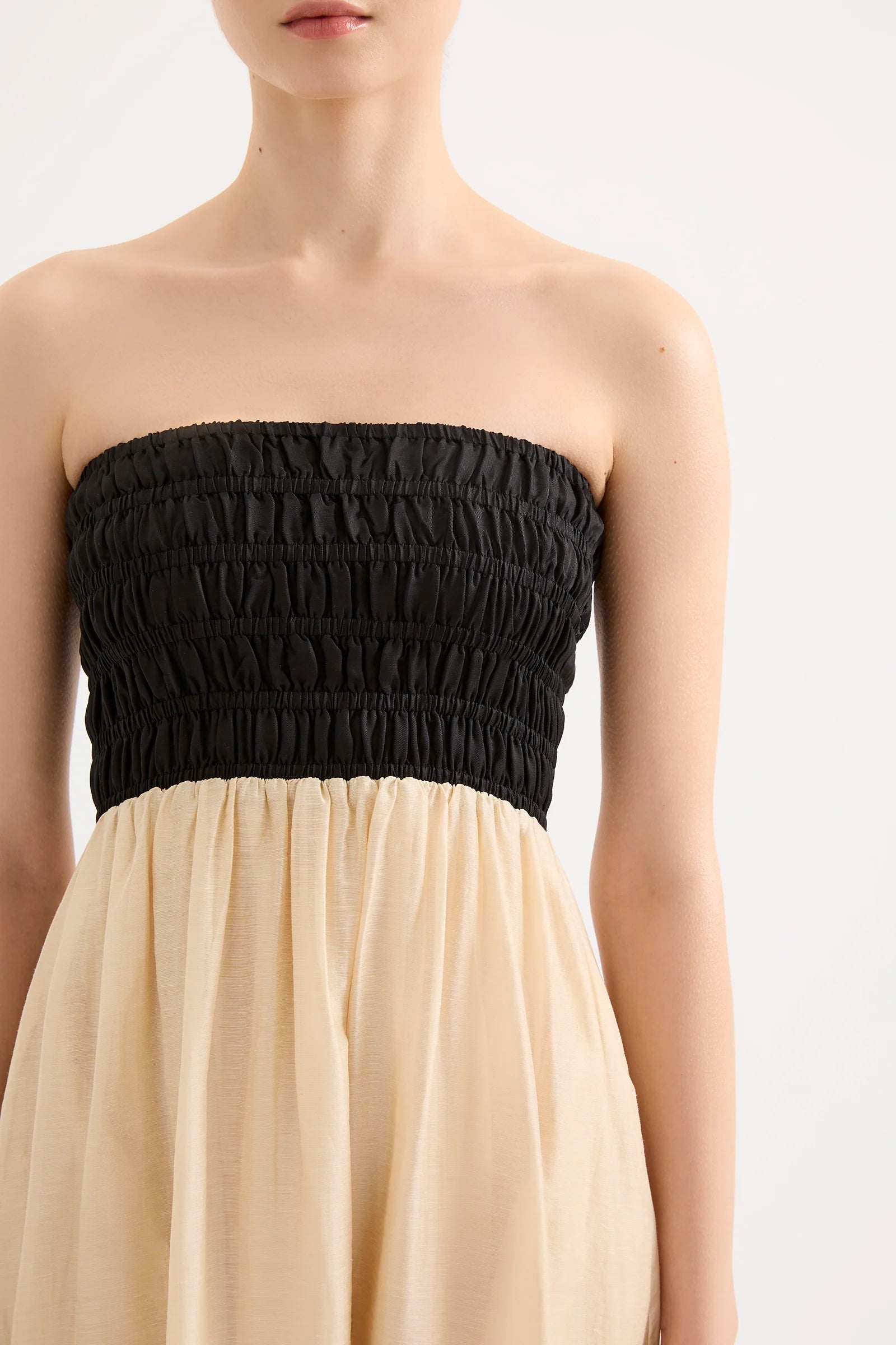 Frances shirred maxi dress, chamomile splice