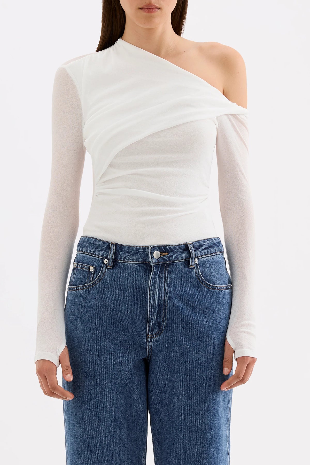 Piper mesh ls top, white