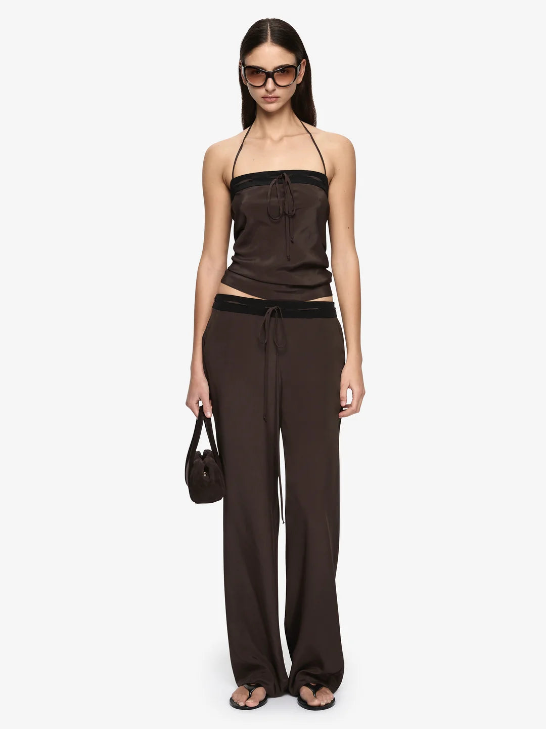 Eleni pant, dark chocolate/black