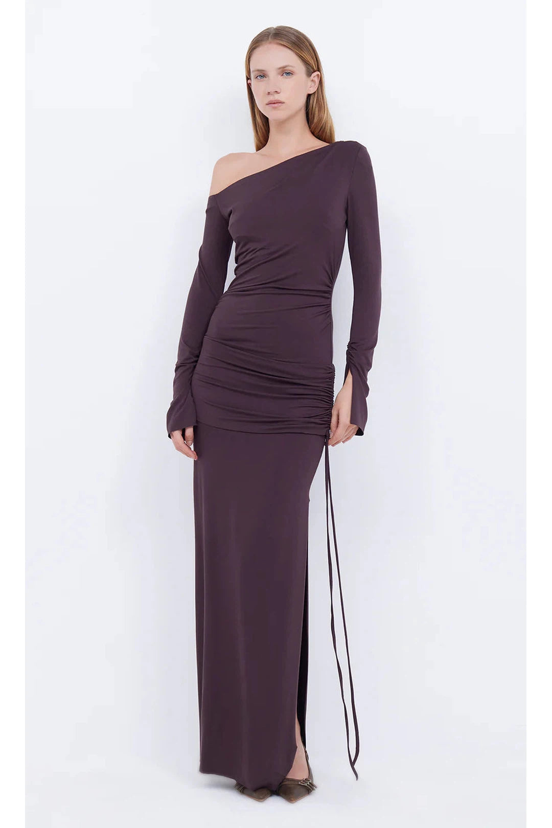 Elissa ls dress, aubergine