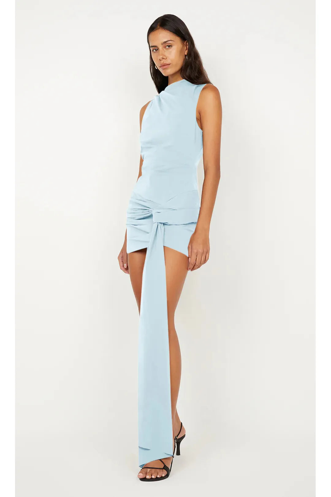 Domenic asym mini dress, sky blue