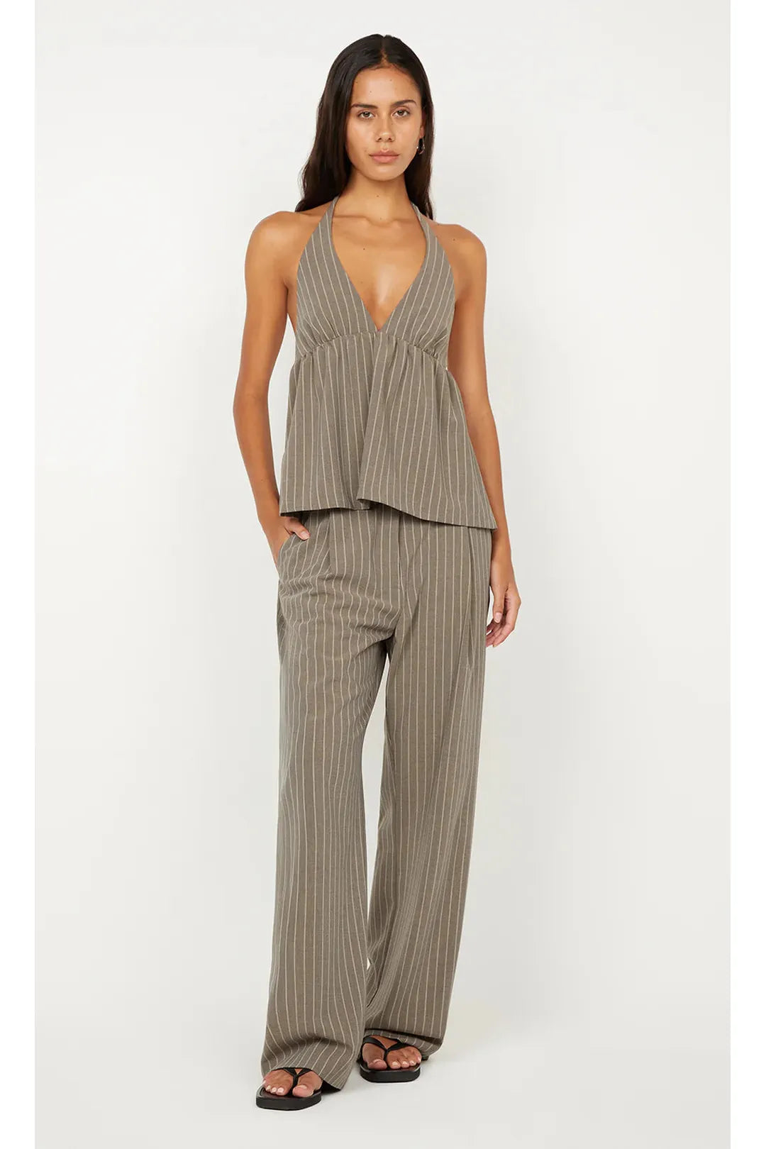 Jonni Halter top, charcoal stripe