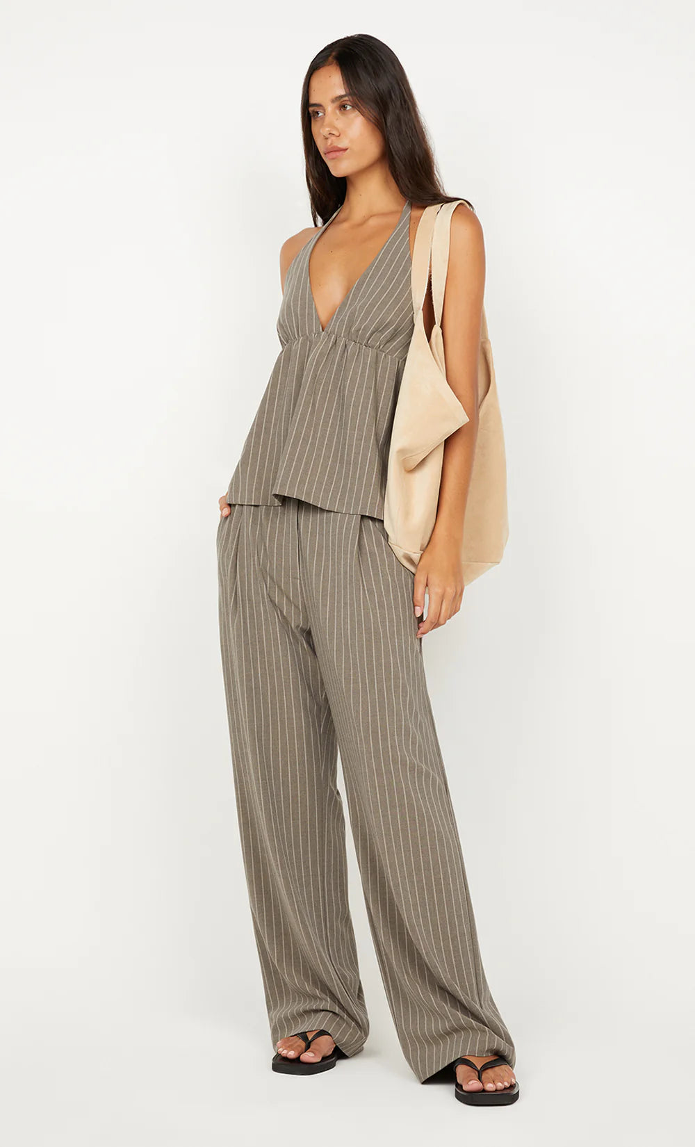 Jonni Halter top, charcoal stripe