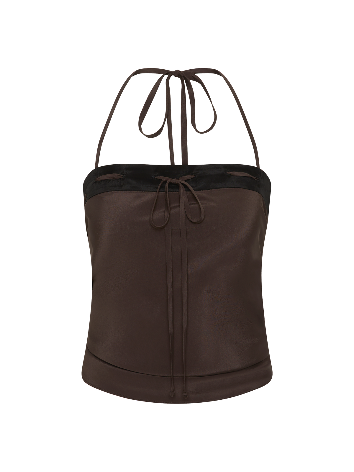 Eleni halter top, dark chocolate/black