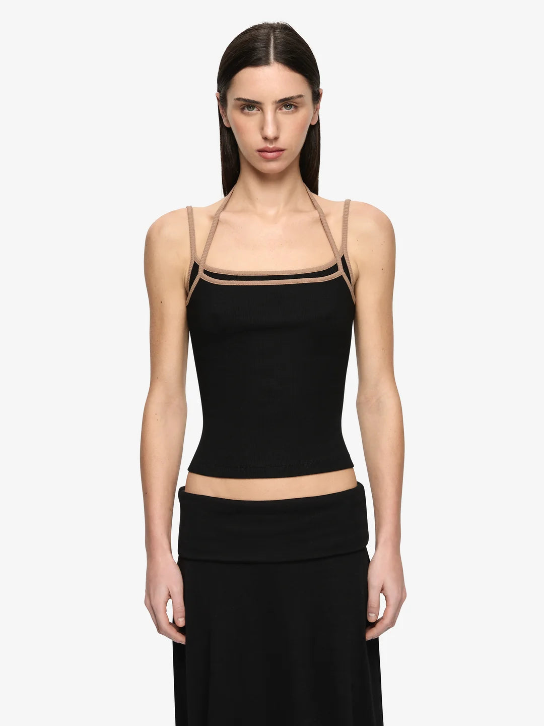 Azuri layered top, black/fawn