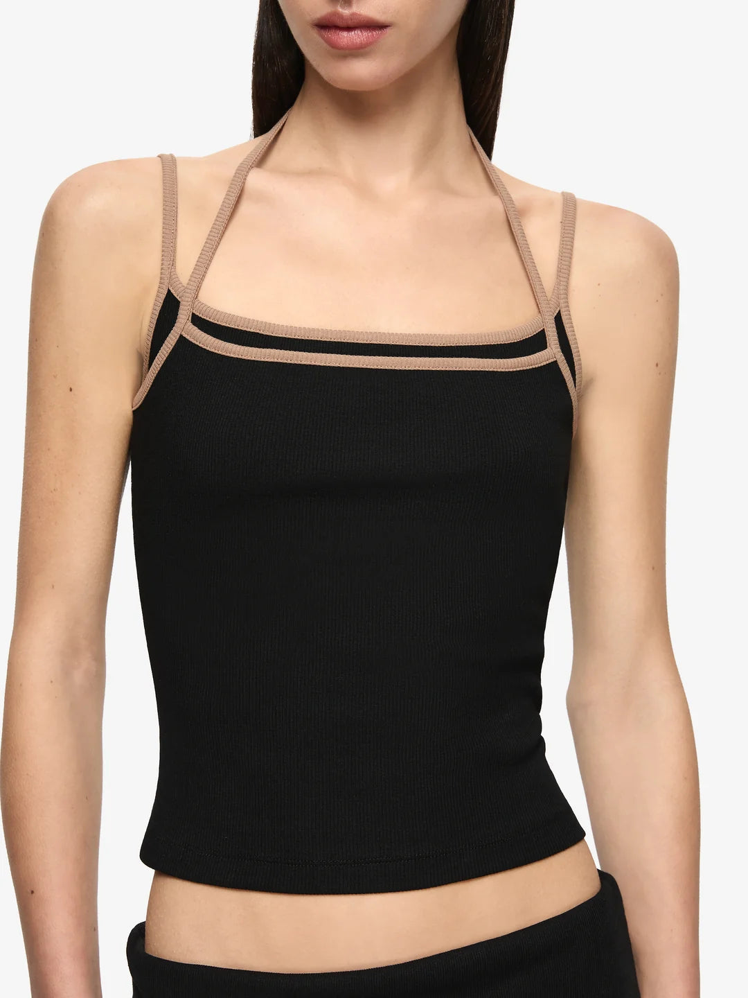 Azuri layered top, black/fawn