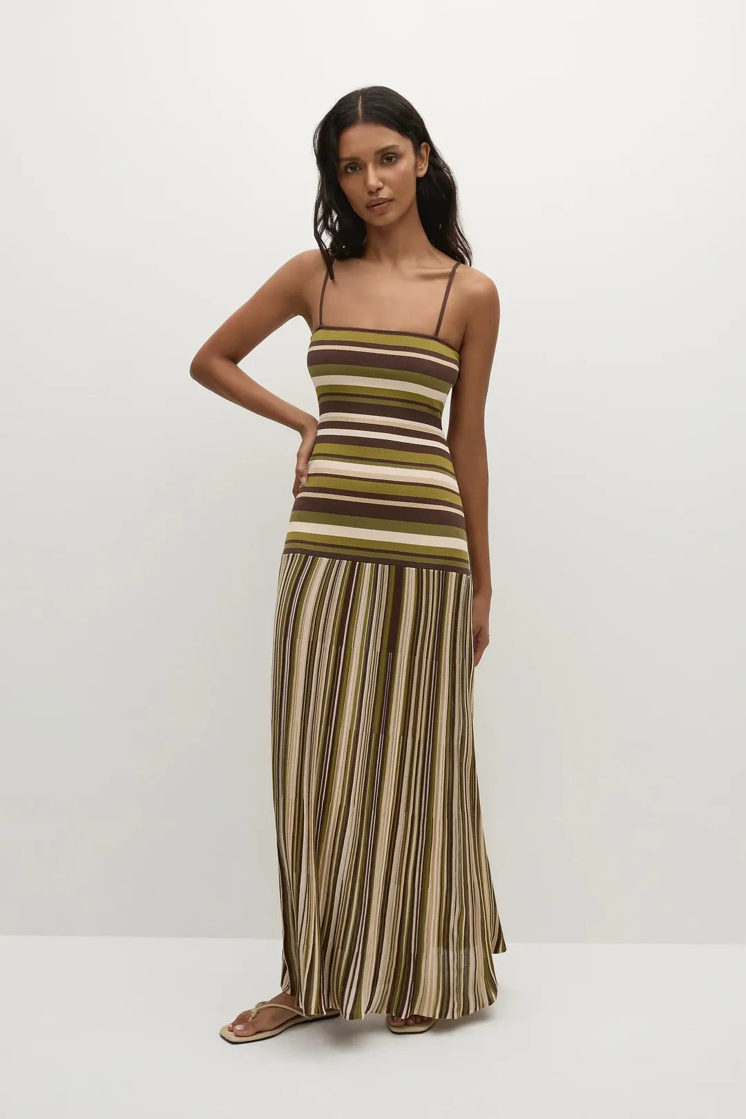 Essenia Knit Dress, Espresso Pine Stripe