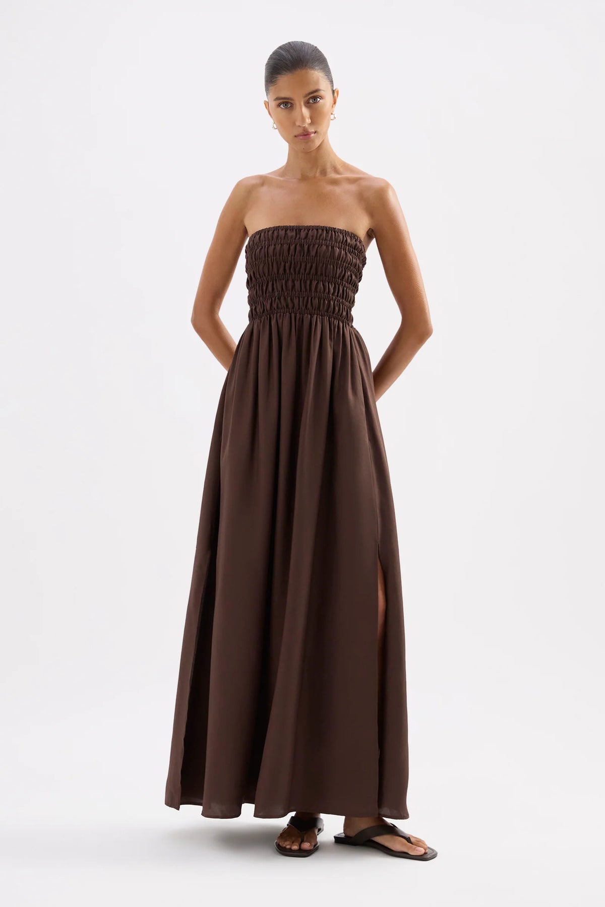 Zuri tencel maxi dress, chocolate