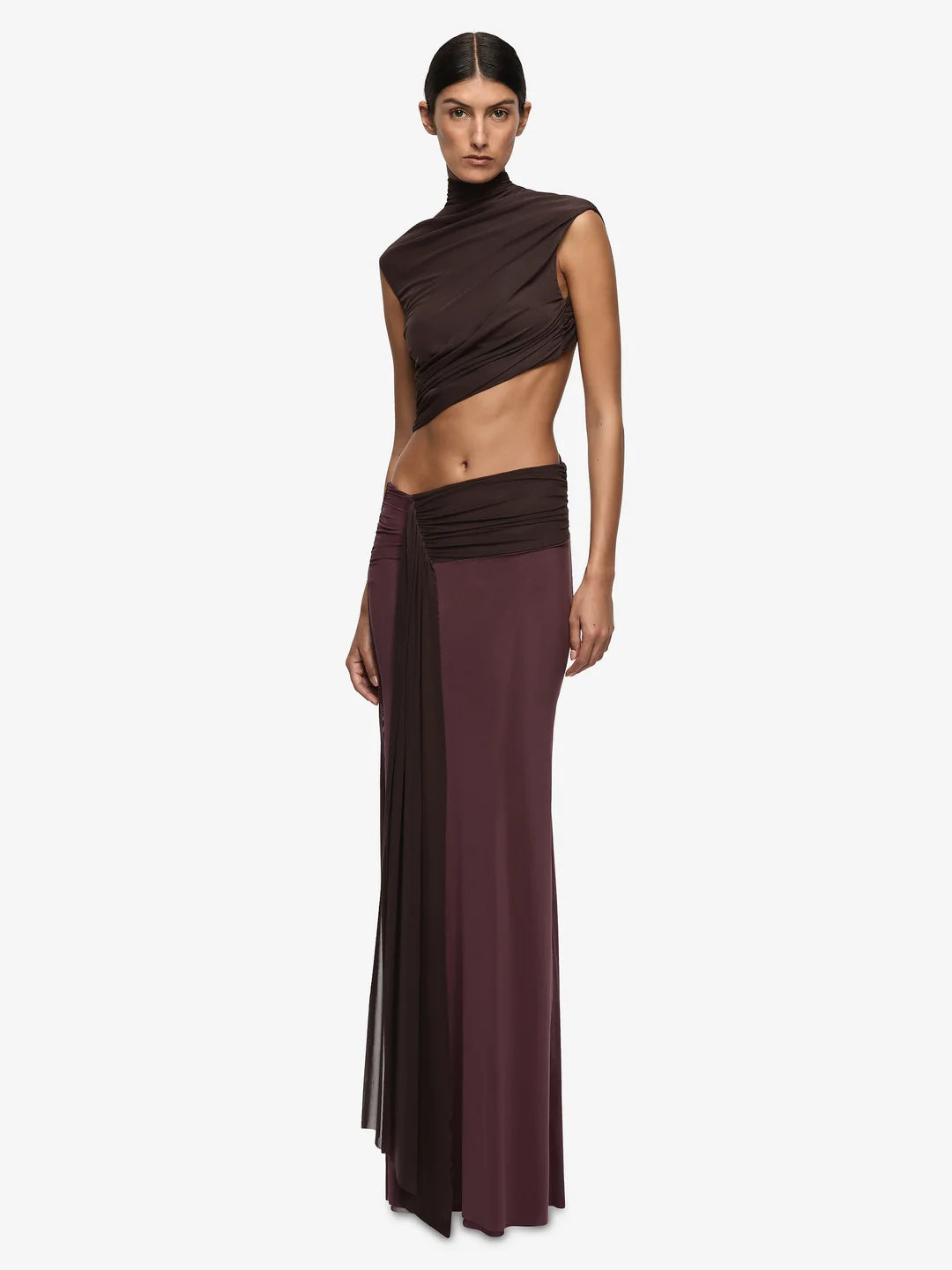 Conni maxi dress, aubergine/dark choc