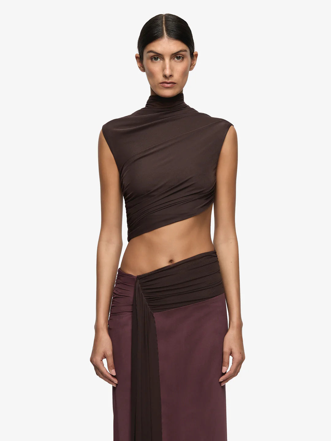 Conni maxi dress, aubergine/dark choc