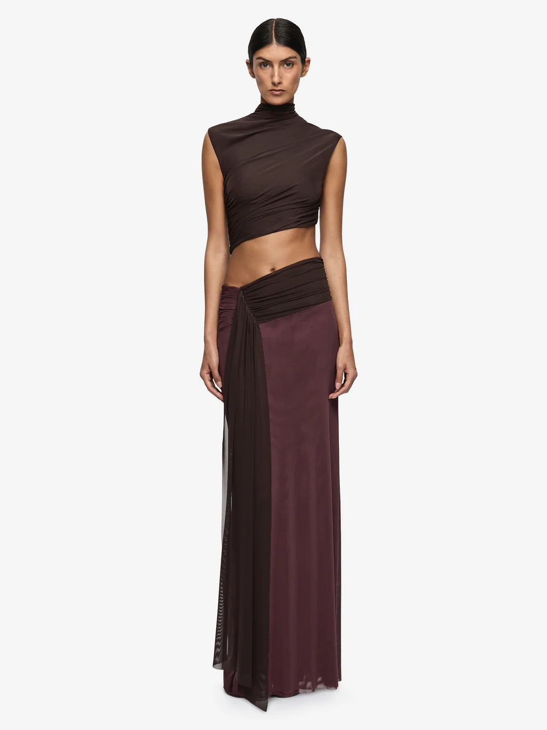Conni maxi dress, aubergine/dark choc